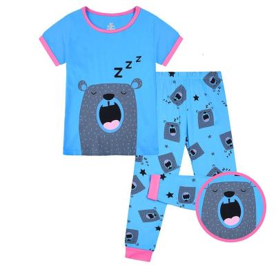 China Factory wholesale children pajamas girls breathable style spot shape wholesale half sleeve cotton fabric children pure sleepwear suit for sale