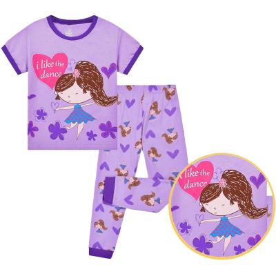 China Factory wholesale children's breathable pajamas cotton pants girls spring and autumn children's short-sleeved pajamas set 3-8Y for sale