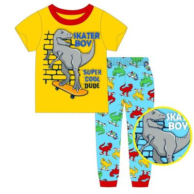 China Kids Sleepwear Boys Pajamas Kids Cartoon Breathable Nightgowns Set Pure Cotton Material Half Sleeve for sale