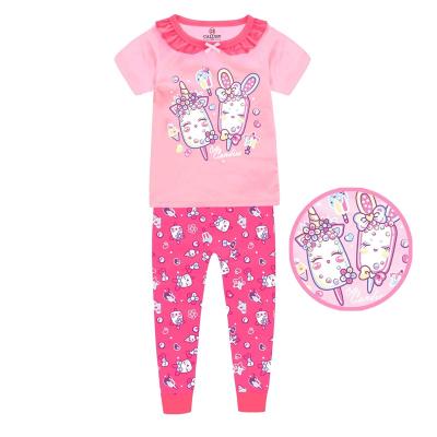 China Factory wholesale children pajamas girls breathable style spot shape wholesale half sleeve cotton fabric children pure sleepwear suit for sale