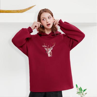 China Gym Direct New Design Premium Hoodie Anti-wrinkle Manufacturer Red Women's Cotton Sweatershirt for sale