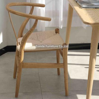 China Chestnut Shell Color Ash Wood Arm Chair Rattan Solid Wood Chair Dining Chairs Modern for sale