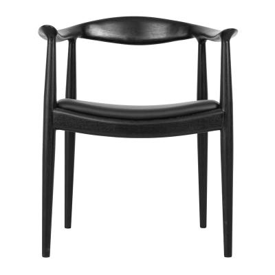 China Comfortable Sample Available Ash Wood Black Frame and Faux Leather Chairs for Dining Room and Office for sale