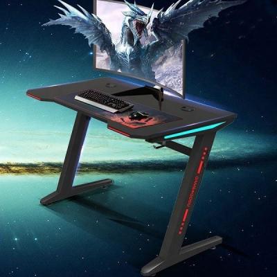 China Hot Selling Extendable Round Table Black Side Computer Laptop Gaming Multifunctional Electric Desk with Led Light for sale