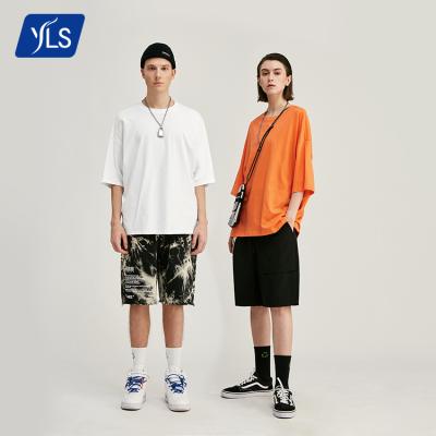 China YLS Summer Solid Oversized O-Neck Long Sleeve Men's Cotton Hip Hop Mens T-Shirt Men's Short T-Shirt for sale