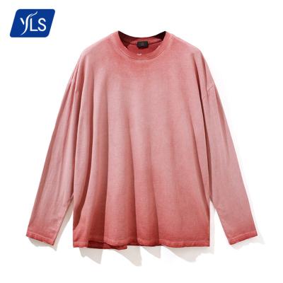 China YLS Change Color Long Sleeve Vintage T-Shirt Sustainable High Quality Loose T-shirt Long Sleeve for sale