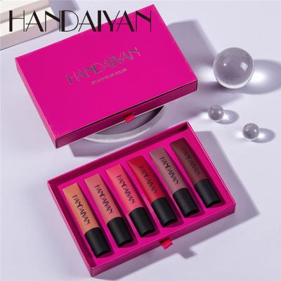 China HANDAIYAN Waterproof Velvet Matte Lip Gloss Lip Glaze Easy Color Lip Gloss Liquid Lipstick Non Fade 6 Color Lip Makeup for sale