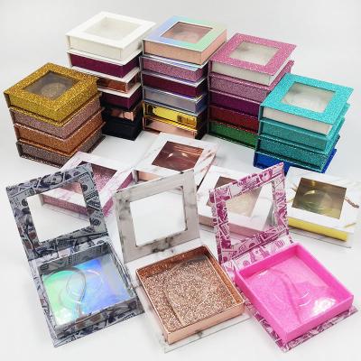 China / OEM Customized Small Logo Square False Eyelash Packaging Box False Eyelashes Boxes Glitter for sale