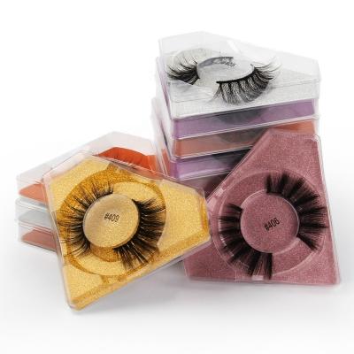 China Wholesale 10 Part 3D Faux Mink Eyelashes Pairs Long Natural False Eye Lash Fluffy Soft Lashes With Diamond Shape Box for sale