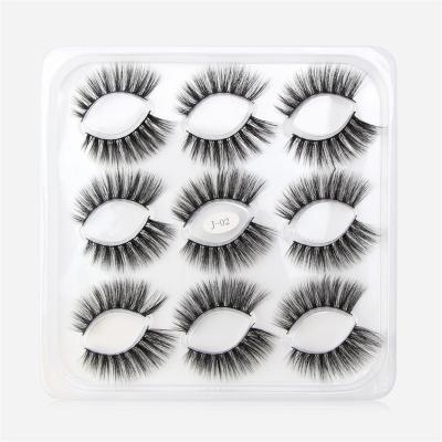 China Delicate 9 Pairs 14MM False Eyelashes Wholesale Fluffy 3D Volume Dramatic Faux Mink Eyelashes Pack for sale