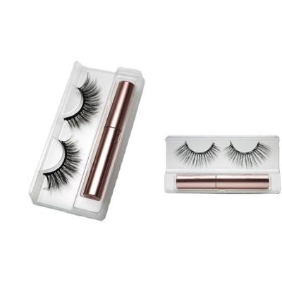 China Wholesale Thick Lashes New Handmade 3D 25mm Magnetic Eyelashes With Liquid Eyeliner Thick Fluffy Lashes for sale