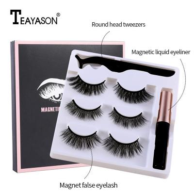 China Sensitive High Quality Magnetic Lashes Kit With Fluffy Thick Magnetic Eyeliner Private Label Lashes for sale