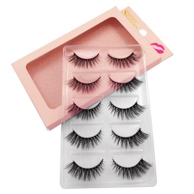 China Full Thick Mink Eyelash Box Vendor Private Label Strip With Custom Packaging Lashes Handmade 5 Pairs 3D Mink Eyelashes for sale