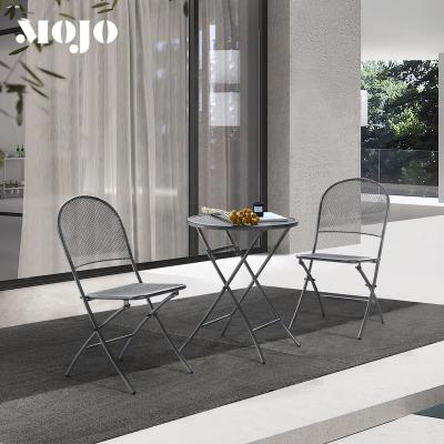 China Stackable Popular Modern Durable Metal folding chairs Cafe Restaurant Table and Chair Furniture Set bistro table set for sale