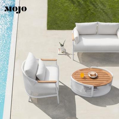 China Modern Garden Sets High End Aluminum Teak Guard Outdoor Living Room Furniture Garden Sofa Outdoor Patio Contemporary Style for sale