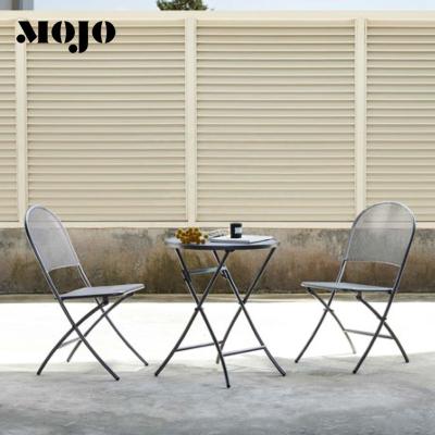 China 3 Piece Modern Small Parisian Bistro Chairs for Cafe Restaurant Cafe Bistro Metal Chairs Outdoor Furniture Garden for sale