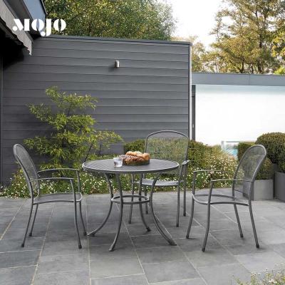 China Modern Outdoor Cafe Restaurant Table Set Outdoor Furniture Modern Metal Garden Patio Mesh Dining Table And Chair Set For Hotel for sale