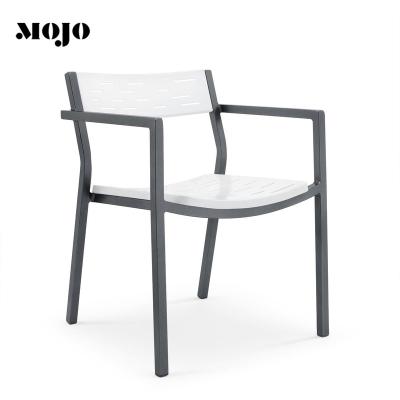 China Black Arm Cafe Modern Restaurant Chair Outdoor Aluminum Hotel Restaurant Armchair for sale