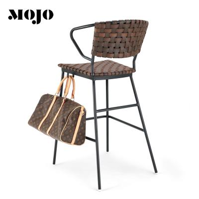 China Wholesale Modern Outdoor Fine Dining Restaurant Rattan Rope Wicker Bar Stool Stool High Modern Outdoor Bar Chairs Table With Stools for sale