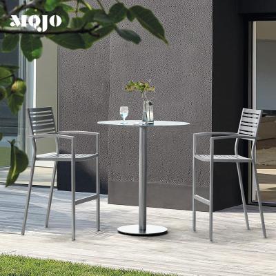 China Modern Commercial Home Industrial Cafe Bar Table Round Metal Style Aluminum Frame Table for sale