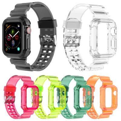 China Transparent TPU Rubber Strap For Apple Watch Band Strap 41mm 45mm 40mm 44mm 42mm 38mm For iWatch Se 6 1 7 2 3 4 5 Smart Watch Bnad for sale