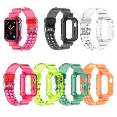 China Silicone For Apple Watch iwatch 7 Se 6 5 Apple Transparent Silicone Strap 4 3 For Apple Watch Band 38mm 40mm 42mm 44mm/41mm 45mm for sale