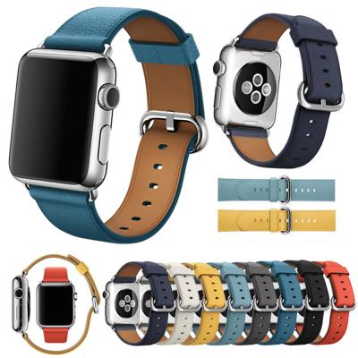 China Leather Strap For Apple Watch Band Se 6 5 Series 7 4 3 Strap Belt For iWatch 41mm 45mm 44mm 38mm 42mm 40mm for sale