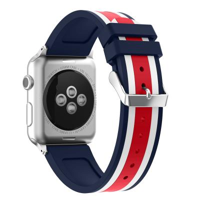 China Silicone Stripe Strap For Apple Watch 7/SE/6/5/4/3/2/1 iWatch Silicone Watch Band For Apple Watch Band 44mm 40mm 42mm 38mm 45mm 41mm for sale