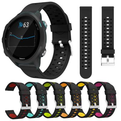 China Dual Color Watch Band 20mm Silicone Strap For Garmin Forerunner 245 245M Smart Watch 645 Band For Garmin Vivoactive 3 for sale