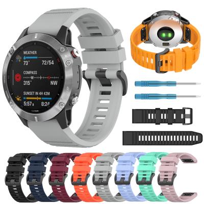 China Official Style 22mm 26mm Silicone Strap for Garmin Fenix ​​5 6 6X pro 5X plus 3 Hour Quick Release Watch Band for Garmin Instinct /Approach S62 for sale