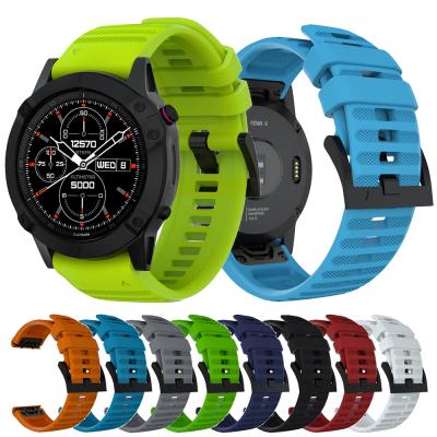 China Official Style 22mm 26mm Watch Band For Garmin Fenix ​​5 6 6X pro 5X plus Quick Release Silicone Easy Fit Strap for sale