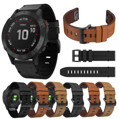 China 22 26mm Quick Release Faux Leather Strap For Garmin Fenix ​​6 6X pro plus Smart Watch Band For Garmin Fenix ​​5 plus 5X for sale