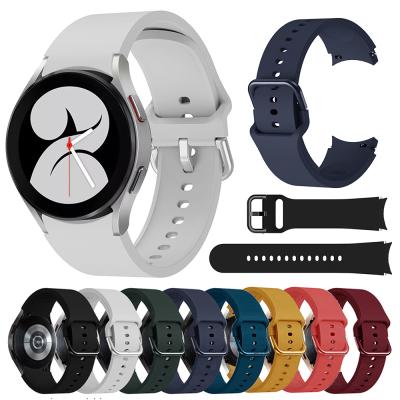 China 20mm Silicone Leather Watch Strap For Samsung Galaxy Watch 4 40mm 44mm Strap Band For Samsung Galaxy Watch 4 46mm Classic 42mm for sale