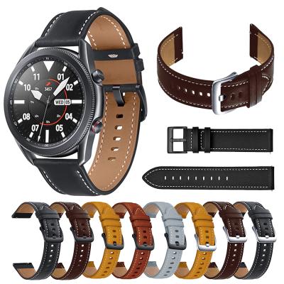 China Leather Strap For Samsung Galaxy Watch 3 45mm/Galaxy 46mm/Gear S3 Frontier 22mm Classic Watch Band For Huawei Watch GT 3 45mm for sale