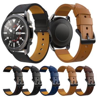 China Leather Strap For Samsung Galaxy Watch 3 45mm/Galaxy 46mm/Gear S3 Frontier 22mm Classic Watch Band For Huami Amazfit 2 3 GTR for sale