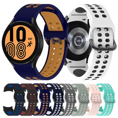 China Sports Silicone Rubber Strap For Samsung Galaxy Watch 4 40mm Color Watch Band Dual 44mm For Samsung Galaxy 46mm Watch 4 Classic 42mm for sale