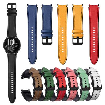 China 20mm Leather Watch Strap For Samsung Watch 4 40mm Silicone Band Strap Leather Belt 44mm For Samsung Galaxy Watch 4 Classic 46mm 42mm for sale