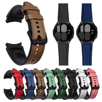 China Silicone and Leather Strap for Samsung Watch 4 40mm 44mm Strap Belt for Samsung Galaxy Watch 4 Classic 42mm 46mm for sale