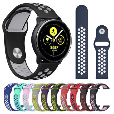 China 20mm 22mm Rubber Watch Band For Samsung Galaxy Watch 1/Active 2 40mm 44mm Active Silicone Watch Band Strap For Samsung Gear S2 S3 for sale