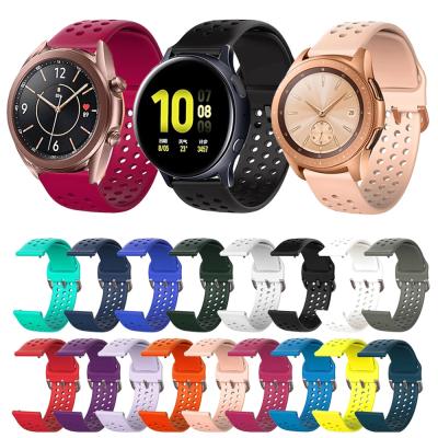 China Adjustable Breathable Silicone Strap For Samsung Galaxy Watch 42mm / Galaxy Watch Active / Galaxy Watch3 41mm Classic Bands / Gear S2 Watch for sale