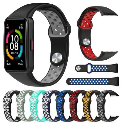 China Silicone Rubber Breathable Wrist Strap For Huawei Honor Band 6 Wristband Belt Strap For Huawei Band 6 Watch Band for sale