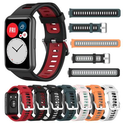 China Dual Color Watch Band Dual Color Silicone Watch Band Strap For Huawei Watch Fit Watch Band Strap for sale