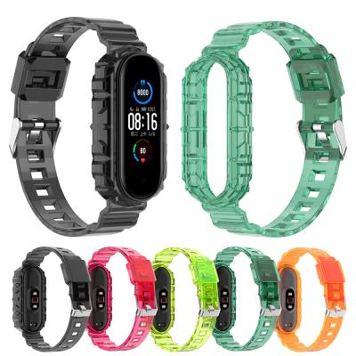 China Soft Transparent TPU Rubber Wrist Strap For Xiaomi MI Band 6 5 4 3 Bracelet Wristband Belt for sale