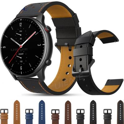 China Leather Strap 22mm Leather Strap For Xiaomi Huami Amazfit Smart Watch Band GTR 2 2e / GTR 3 GTR Pro 47mm For Xiaomi Watch Color for sale