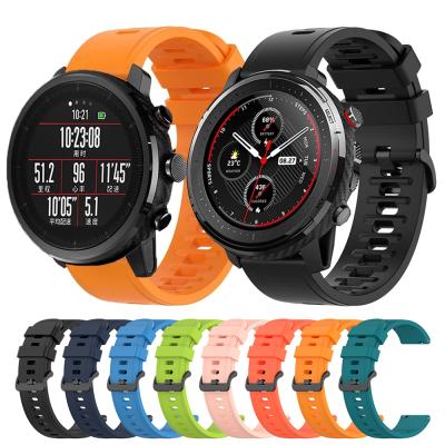 China 22mm Silicone Rubber Strap For Xiaomi Huami Amazfit 47mm/GTR GTR 3 pro/Not Stratos 3 Smart Watch Band 2 2S for sale