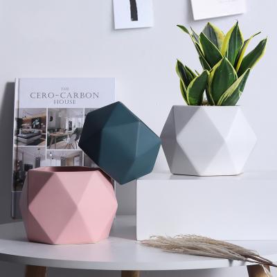 China 2020 New Geometric Design Flower Pot Modern High Quality Ceramic Succulent Planter Plant Pots for sale