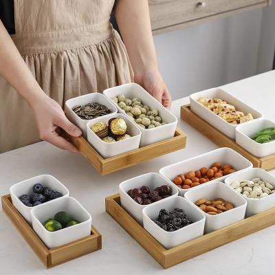 China Viable Wholesale Snack Bowl Dessert Trays Dishes Set Ceramic Dip Nuts Sauce Dish Fruit Rolls Condiment Snacks Serving Tray for sale