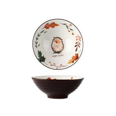 China Sustainable Ceramic Dinnerware Sets Customized Mixing Bowl Hand Painted Serving Bowl for sale