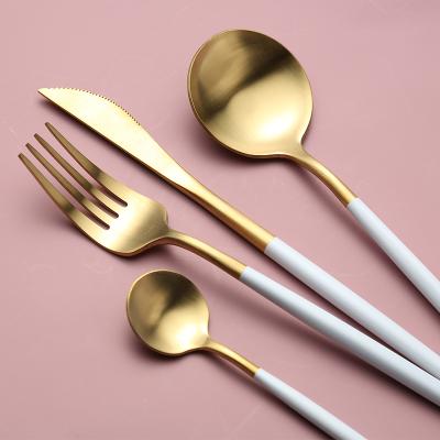 China Luxury Gold Stainless Steel Fork and Spoon Sustainable Style Cutlery Stainless Steel Knife Cutlery for sale