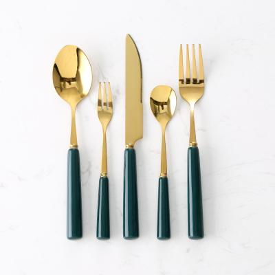 China Beautiful Sustainable Wholesale Ceramic Gloss Color Dish Stoneware Dinnerware Cutlery Sets Knife And Fork for sale